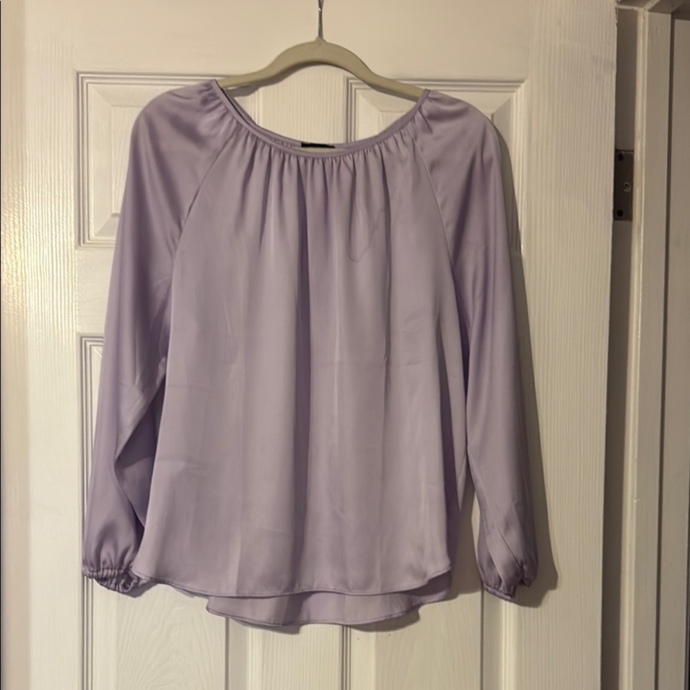 Ann Taylor Purple Long Sleeve Relaxed Blouse